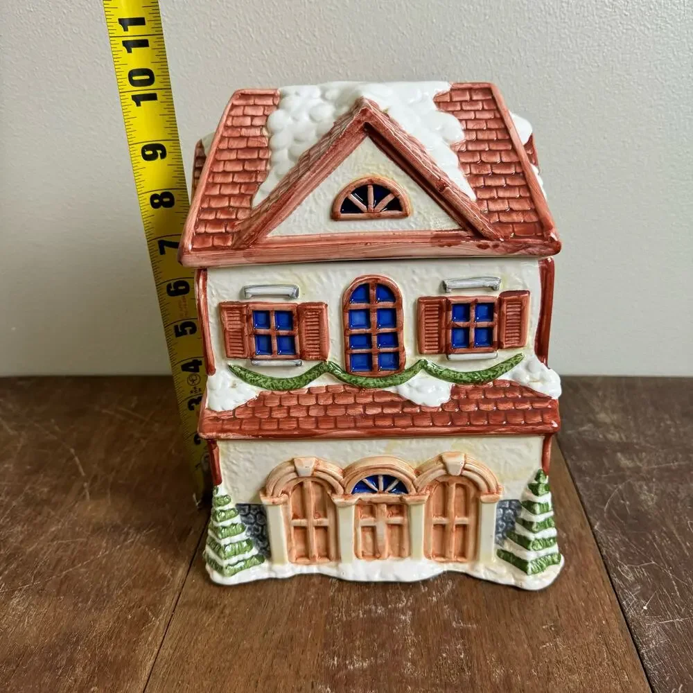 Starite Industries VINTAGE winter holiday decor house townhome‎ cooke jar